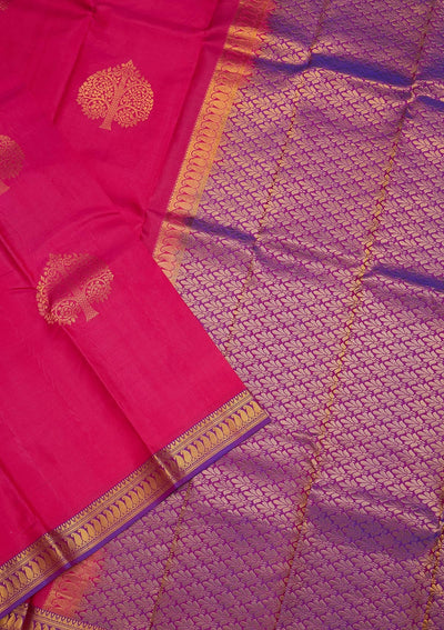 Rani Pink Zariwork Pure Silk Saree-Koskii