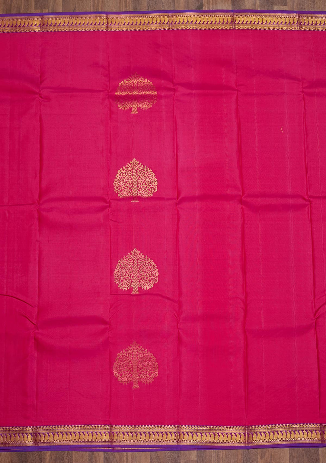 Rani Pink Zariwork Pure Silk Saree-Koskii