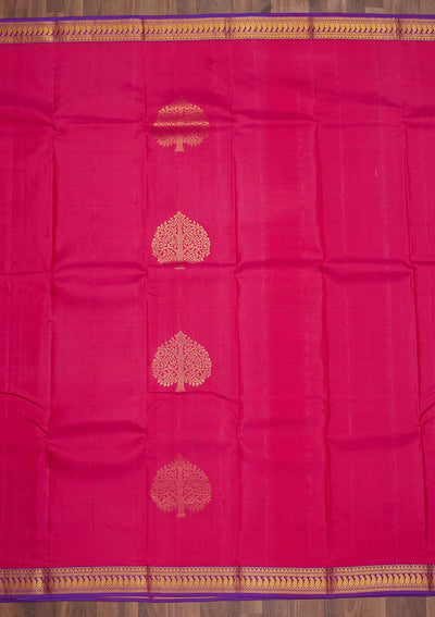 Rani Pink Zariwork Pure Silk Saree-Koskii