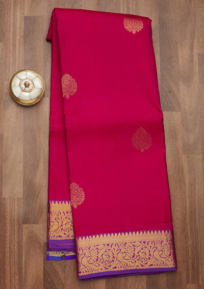 Rani Pink Zariwork Pure Silk Saree-Koskii