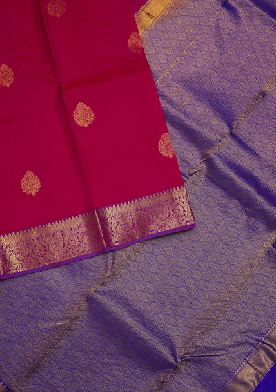 Rani Pink Zariwork Pure Silk Saree-Koskii