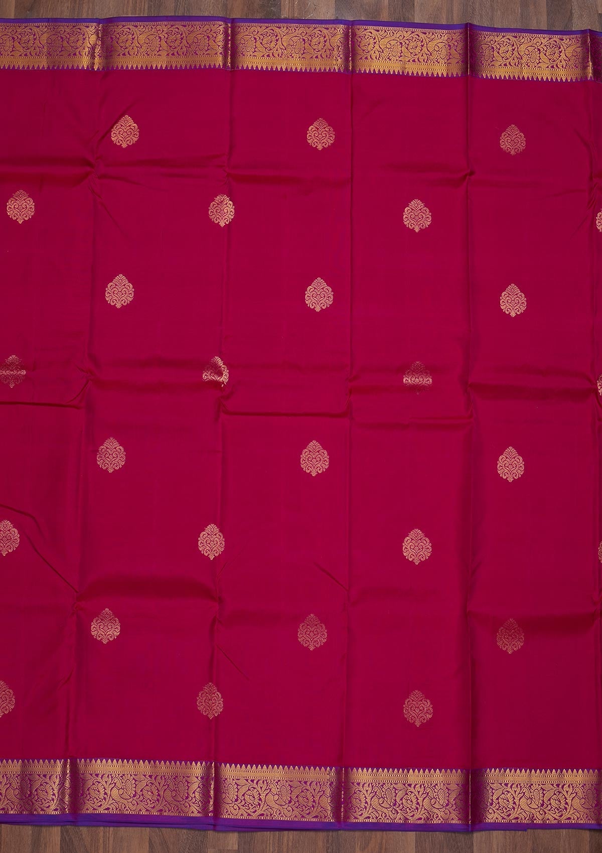 Rani Pink Zariwork Pure Silk Saree-Koskii