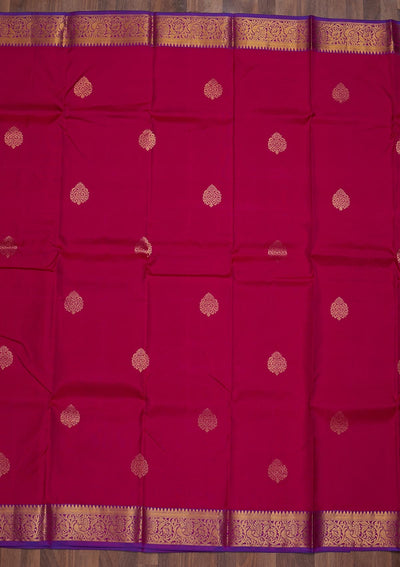 Rani Pink Zariwork Pure Silk Saree-Koskii