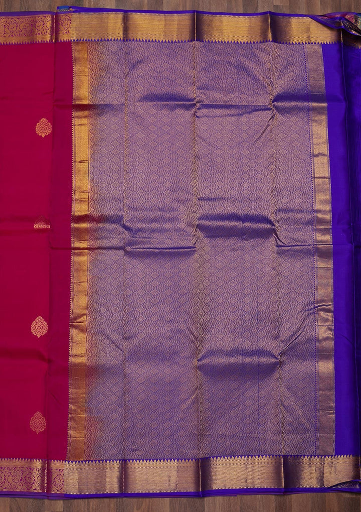 Rani Pink Zariwork Pure Silk Saree-Koskii