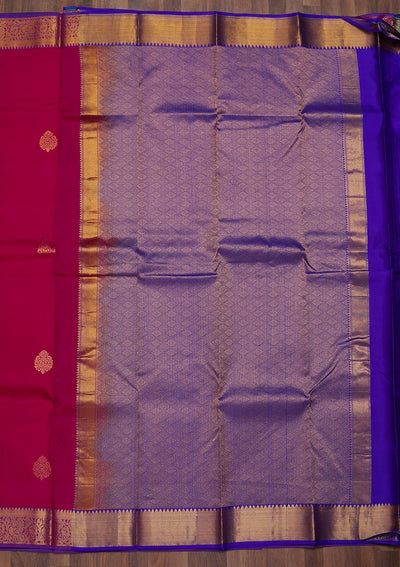 Rani Pink Zariwork Pure Silk Saree-Koskii