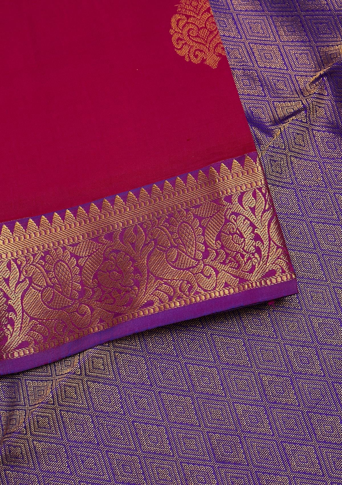 Rani Pink Zariwork Pure Silk Saree-Koskii