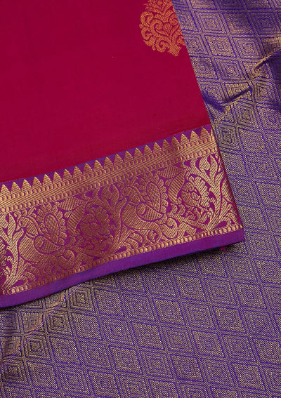 Rani Pink Zariwork Pure Silk Saree-Koskii