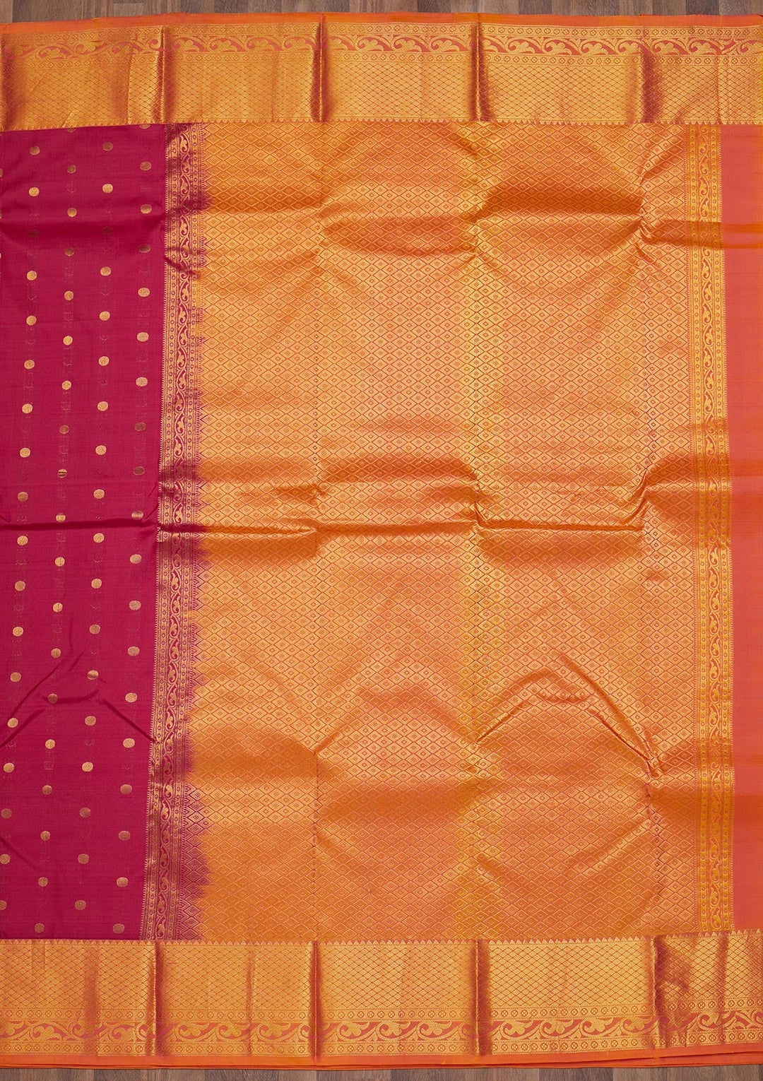 Rani Pink Zariwork Pure Silk Saree-Koskii