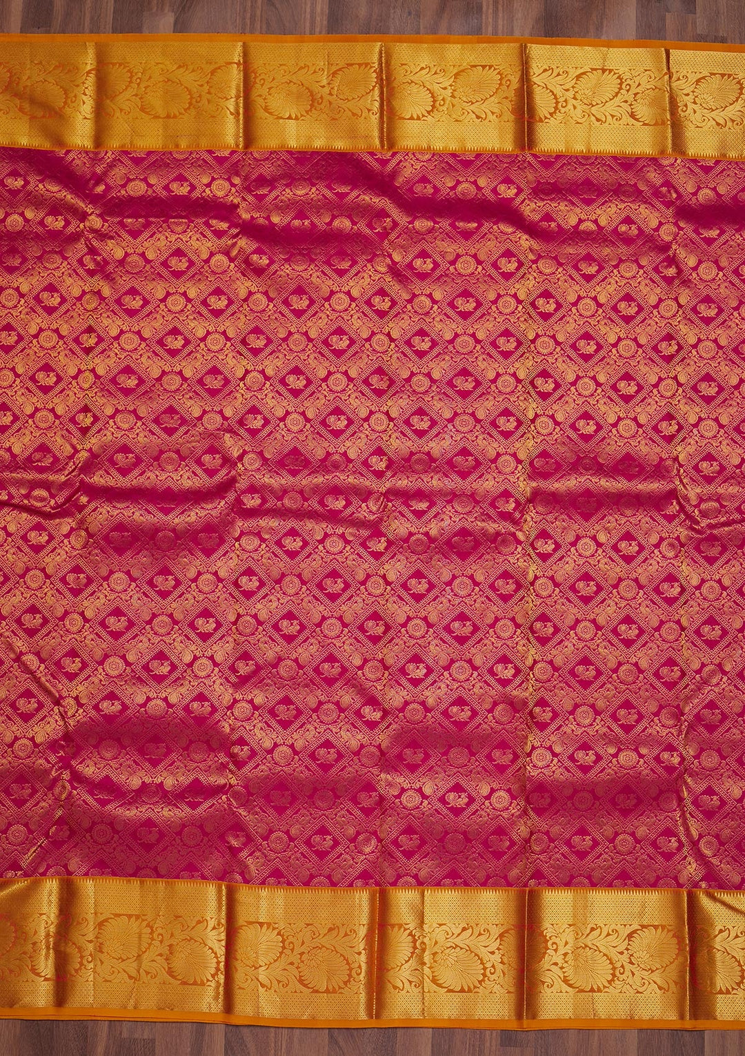 Rani Pink Zariwork Pure Silk Saree-Koskii