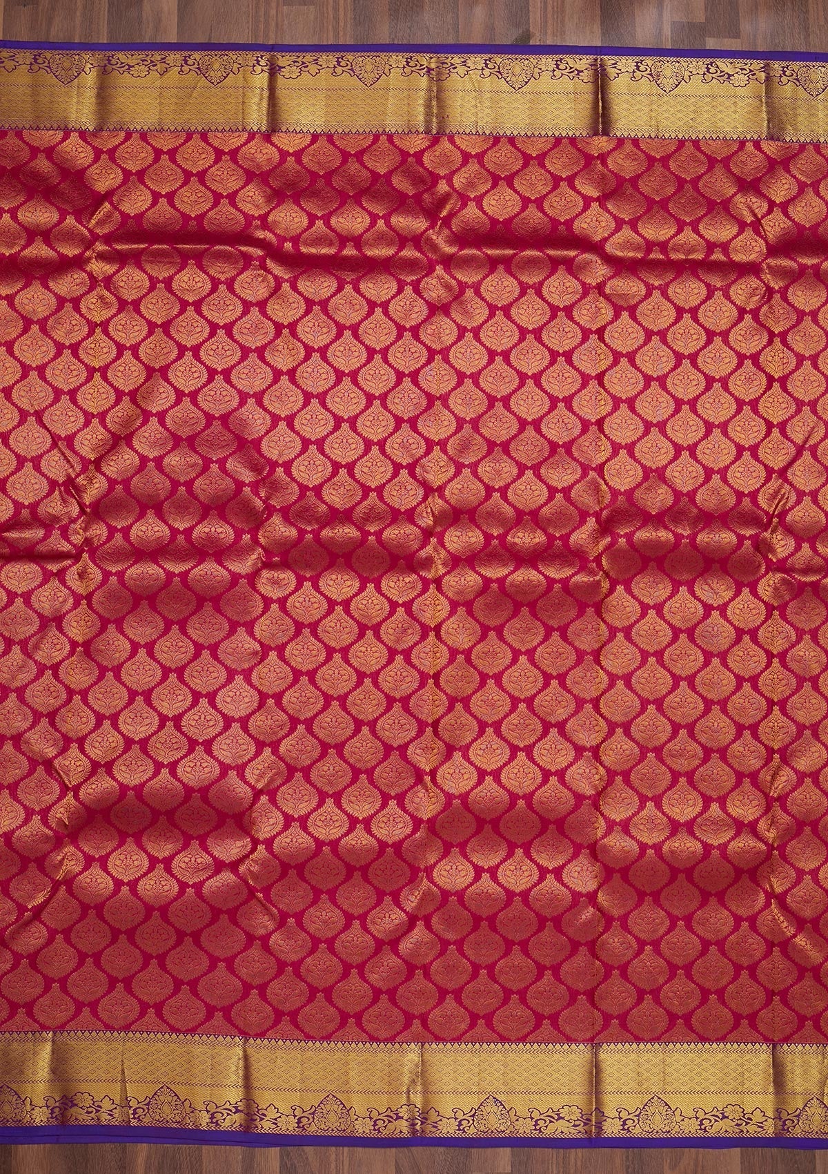 Rani Pink Zariwork Pure Silk Saree-Koskii