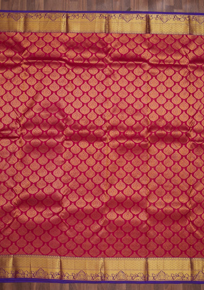 Rani Pink Zariwork Pure Silk Saree-Koskii