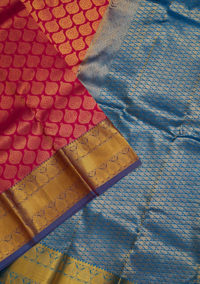 Rani Pink Zariwork Pure Silk Saree-Koskii