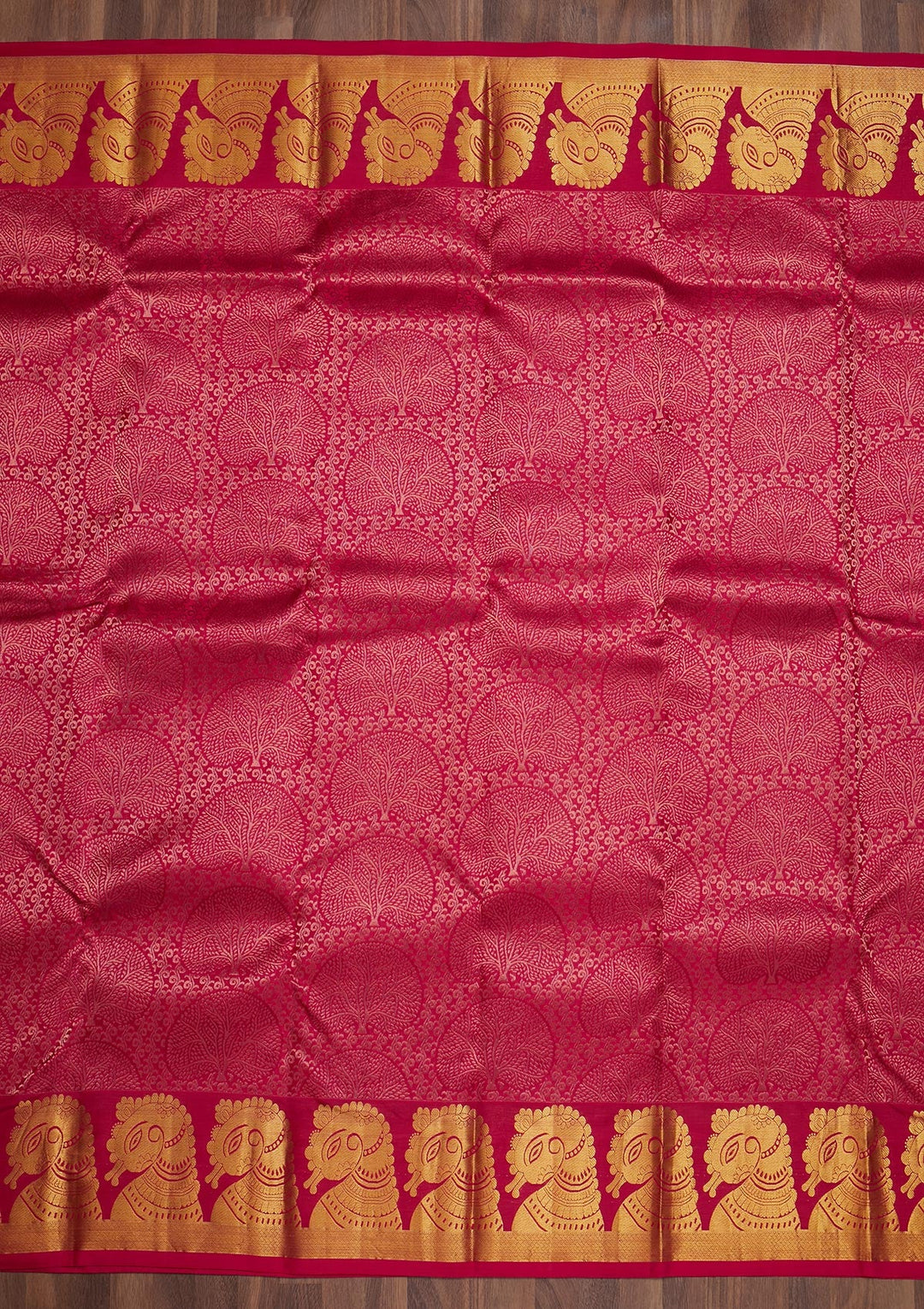Rani Pink Zariwork Pure Silk Saree-Koskii