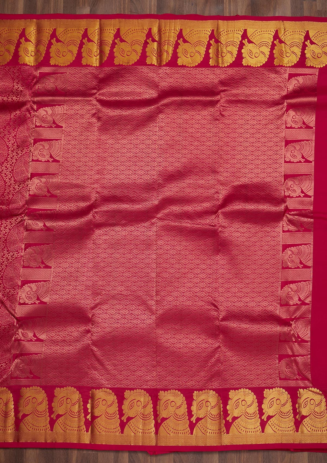 Rani Pink Zariwork Pure Silk Saree-Koskii