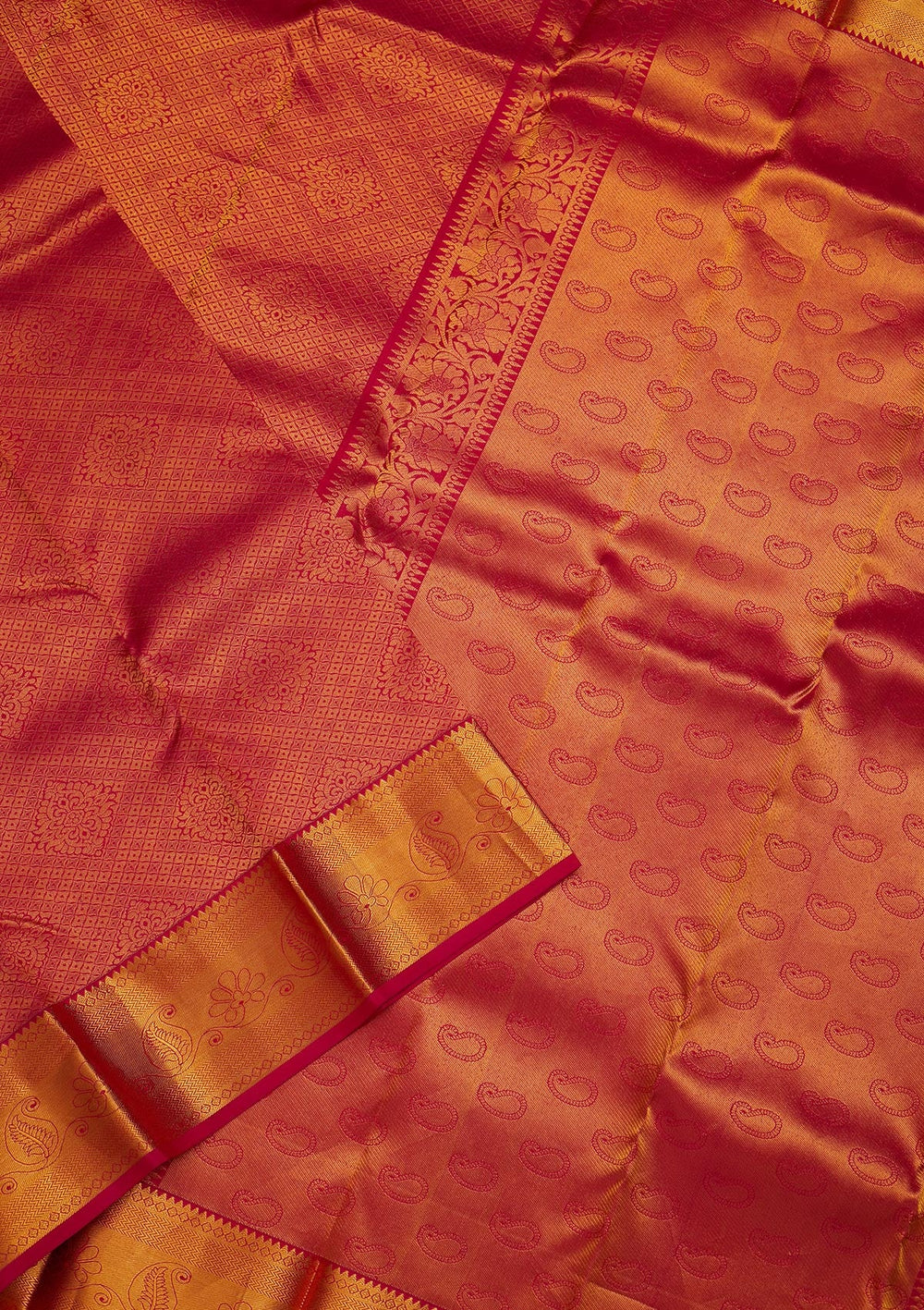 Rani Pink Zariwork Pure Silk Saree-Koskii