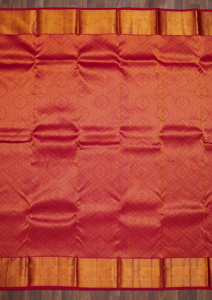 Rani Pink Zariwork Pure Silk Saree-Koskii