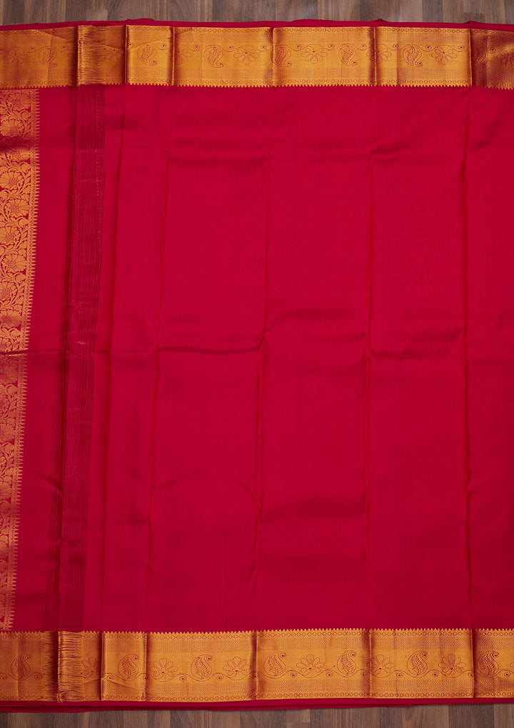 Rani Pink Zariwork Pure Silk Saree-Koskii