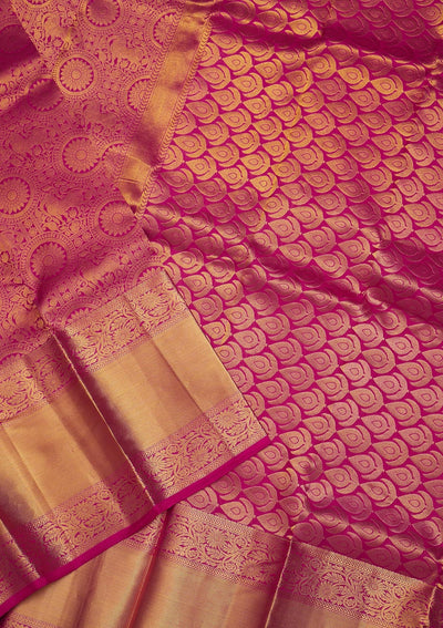 Rani Pink Zariwork Pure Silk Saree-Koskii