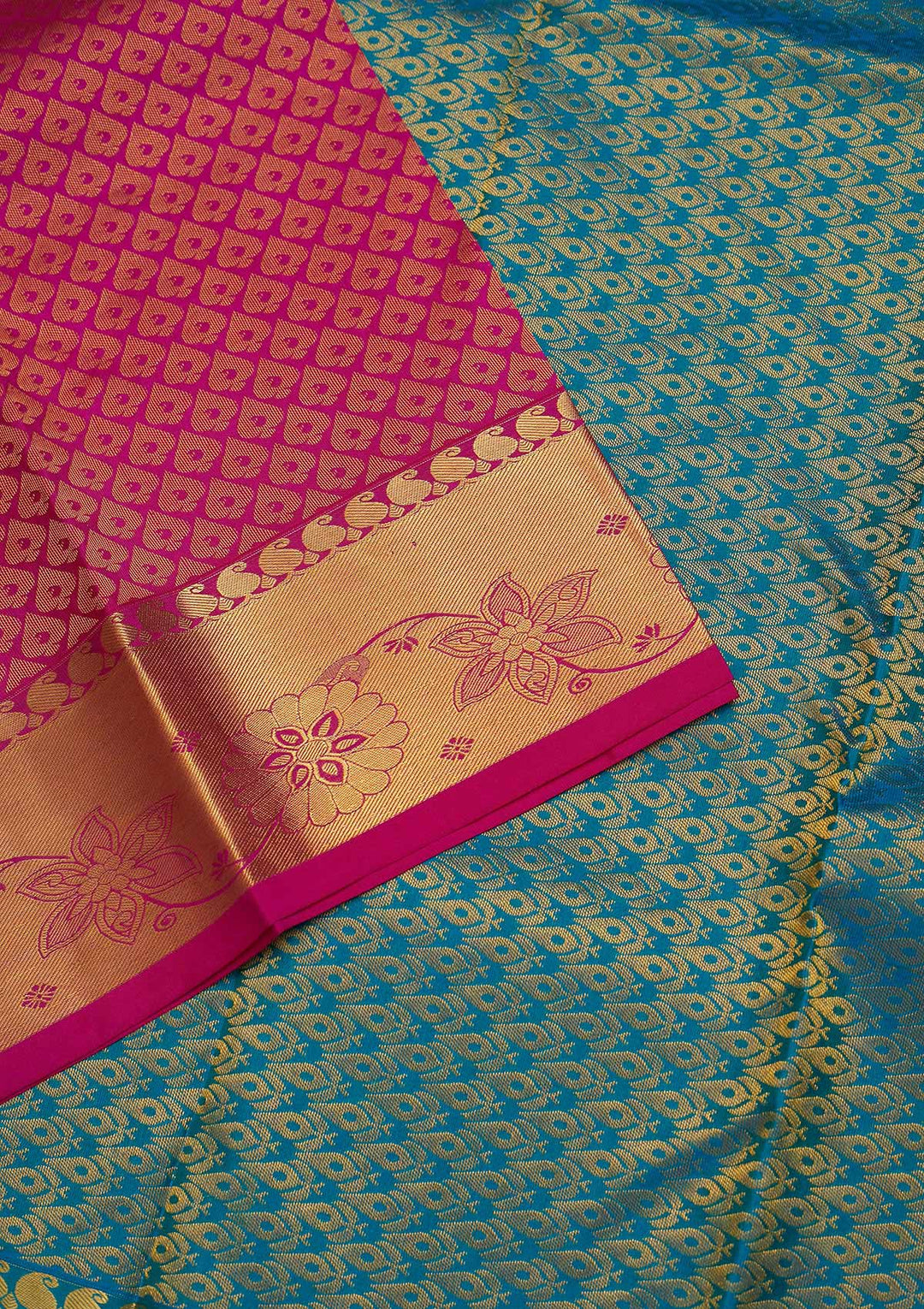 Rani Pink Zariwork Pure Silk Saree-Koskii