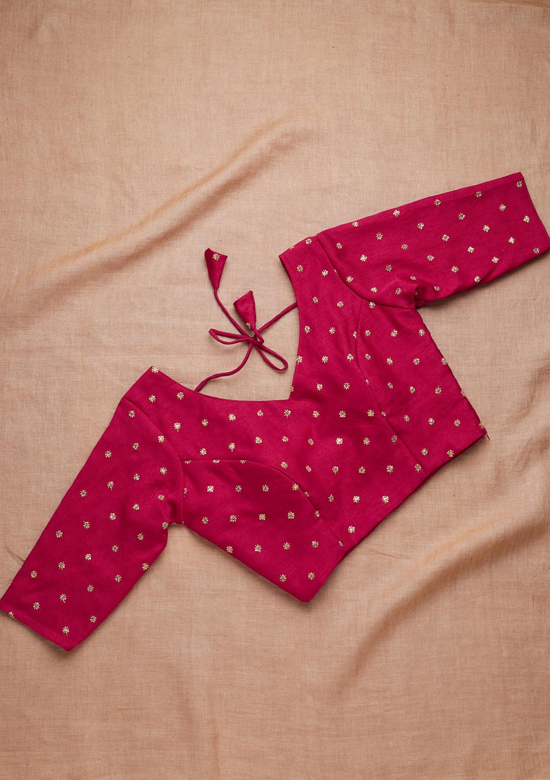 Rani Pink Zariwork Raw Silk Blouse-Koskii