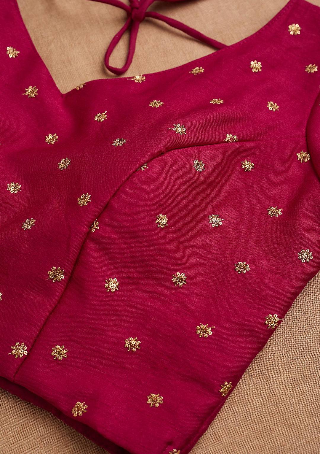 Rani Pink Zariwork Raw Silk Blouse-Koskii
