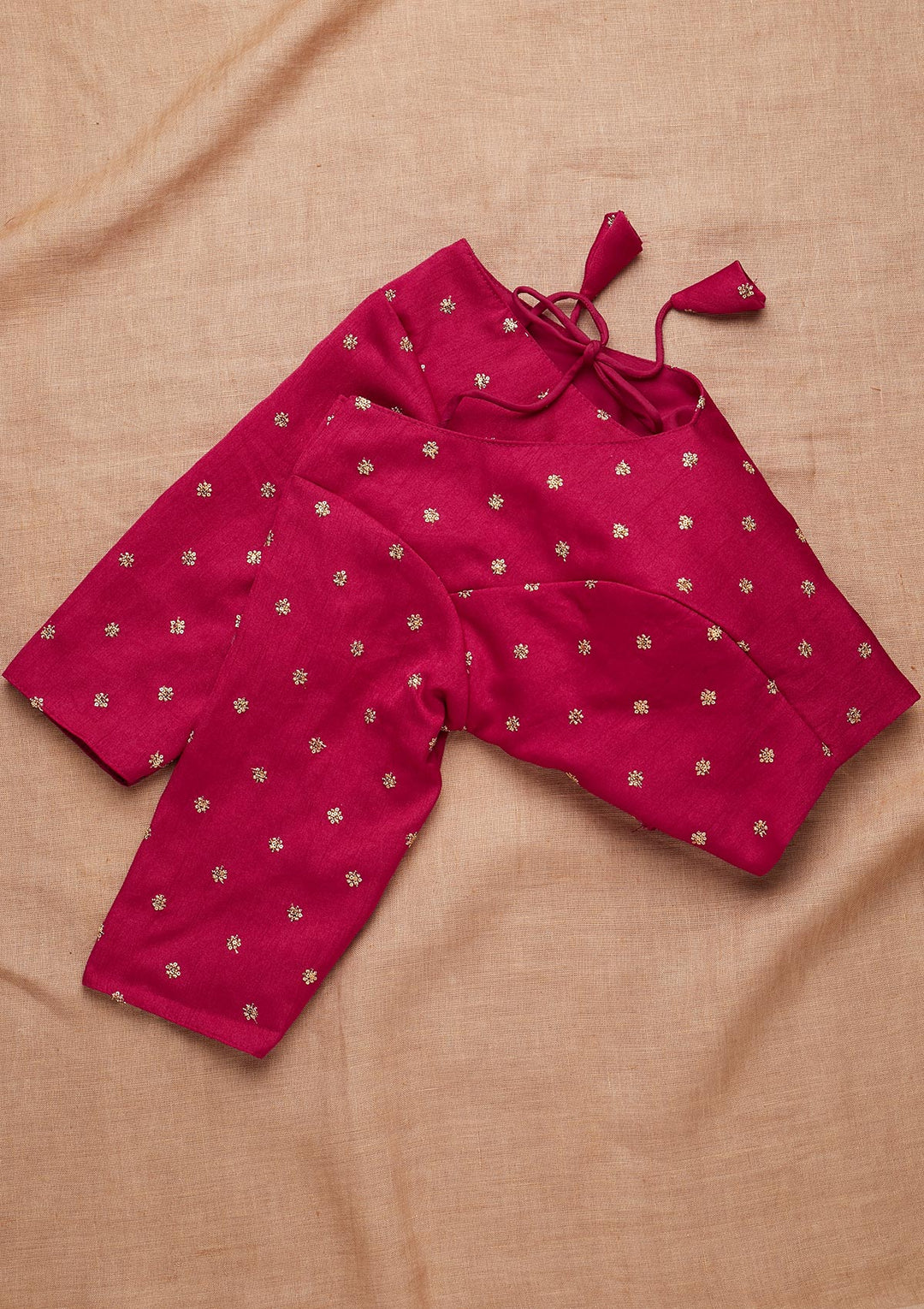 Rani Pink Zariwork Raw Silk Blouse-Koskii