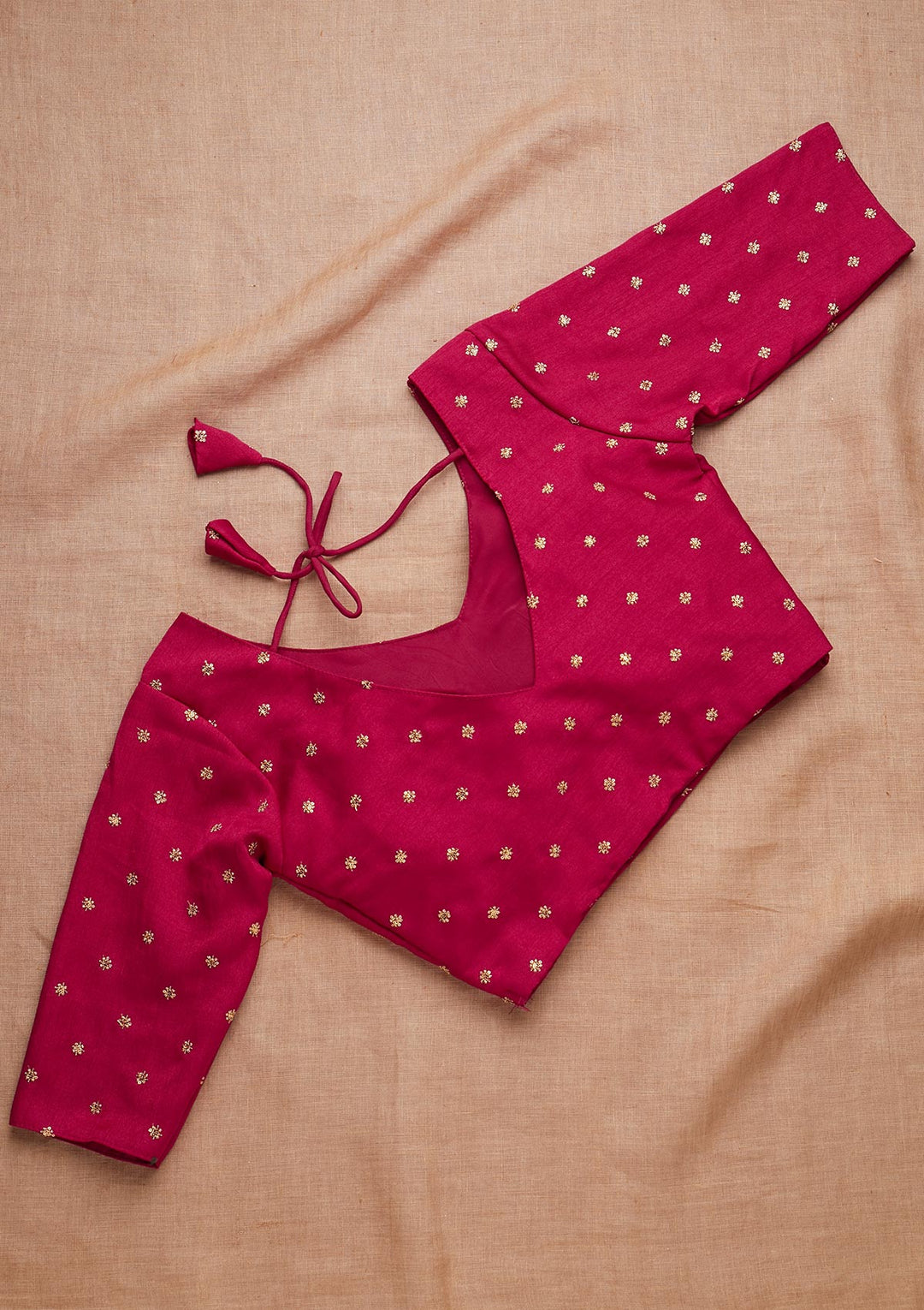 Rani Pink Zariwork Raw Silk Blouse-Koskii