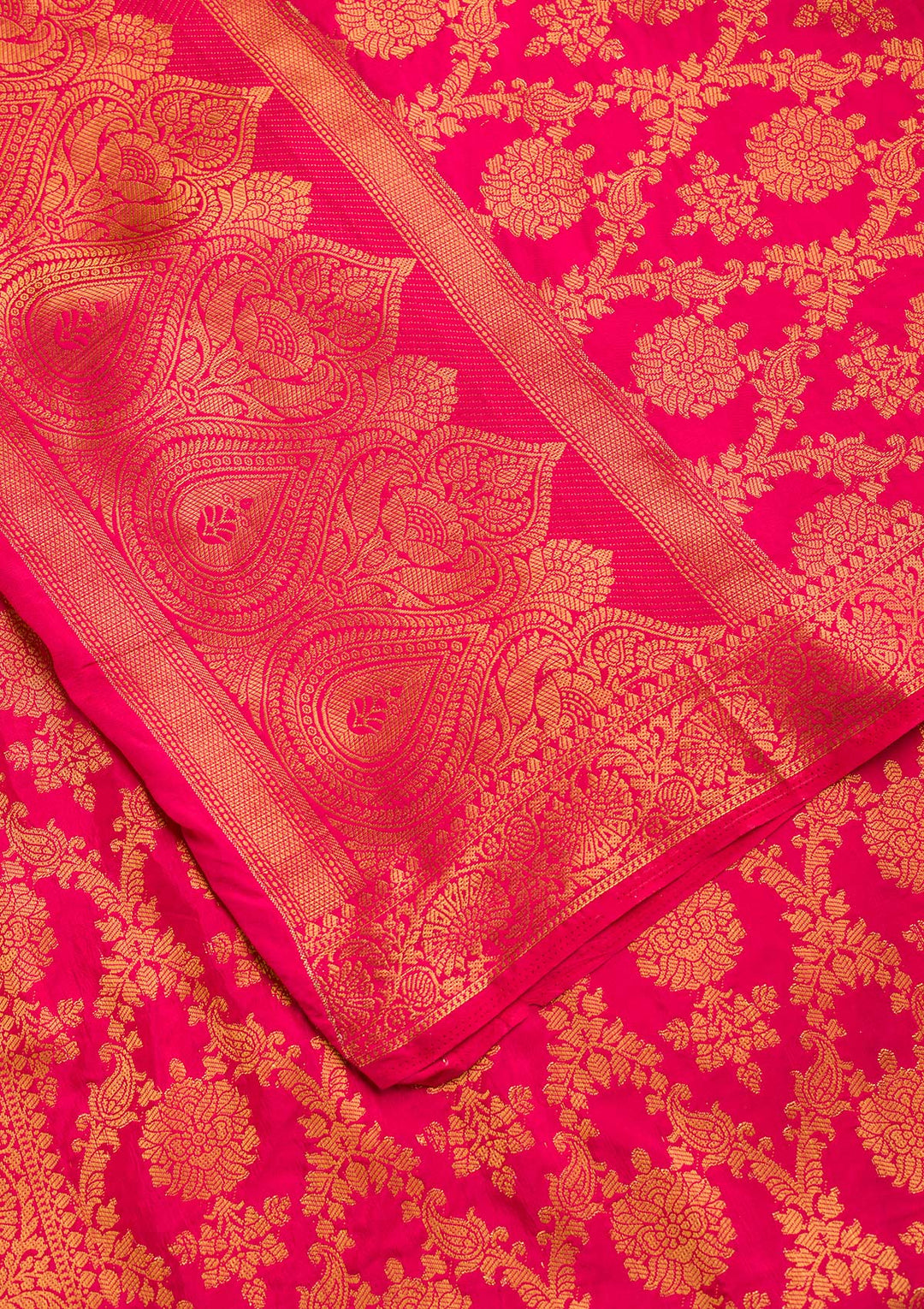Rani Pink Zariwork Raw Silk Dupatta-Koskii