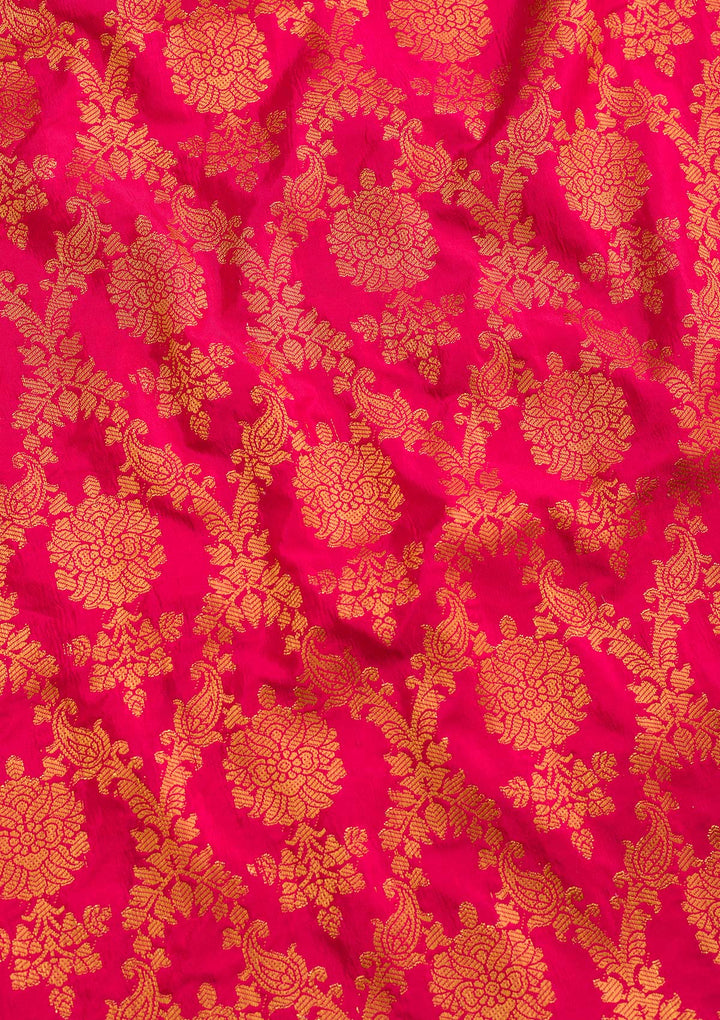 Rani Pink Zariwork Raw Silk Dupatta-Koskii