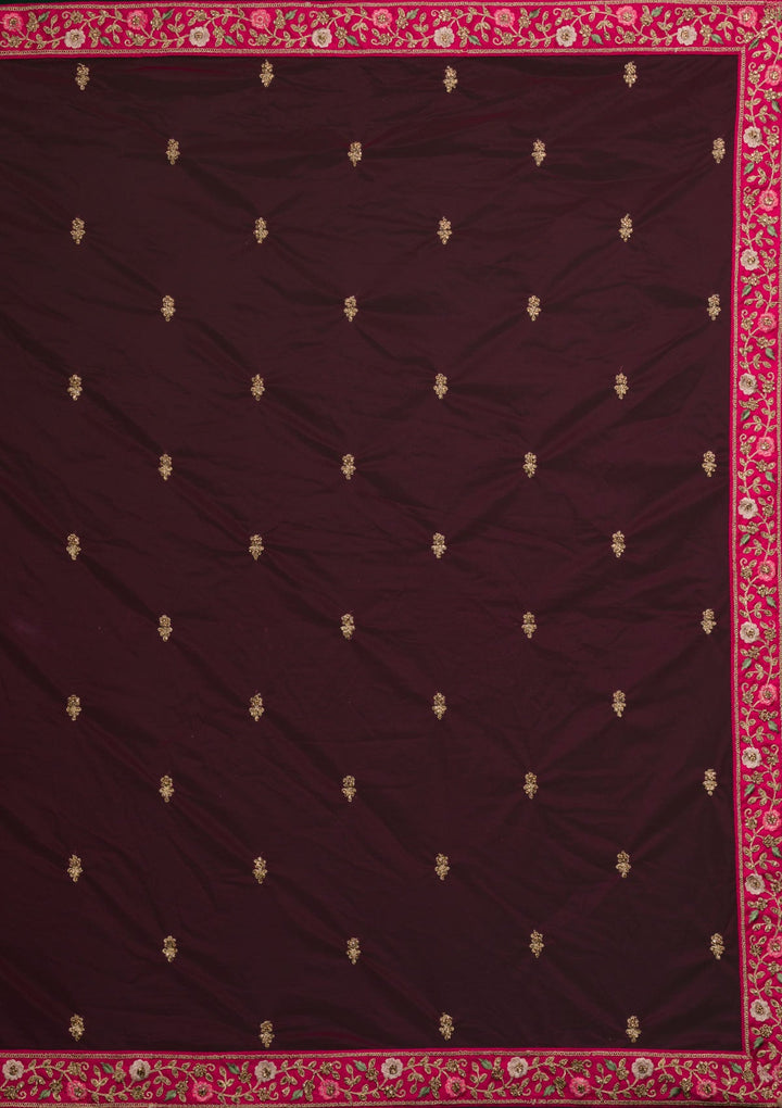 Rani Pink Zariwork Raw Silk Lehenga-koskii