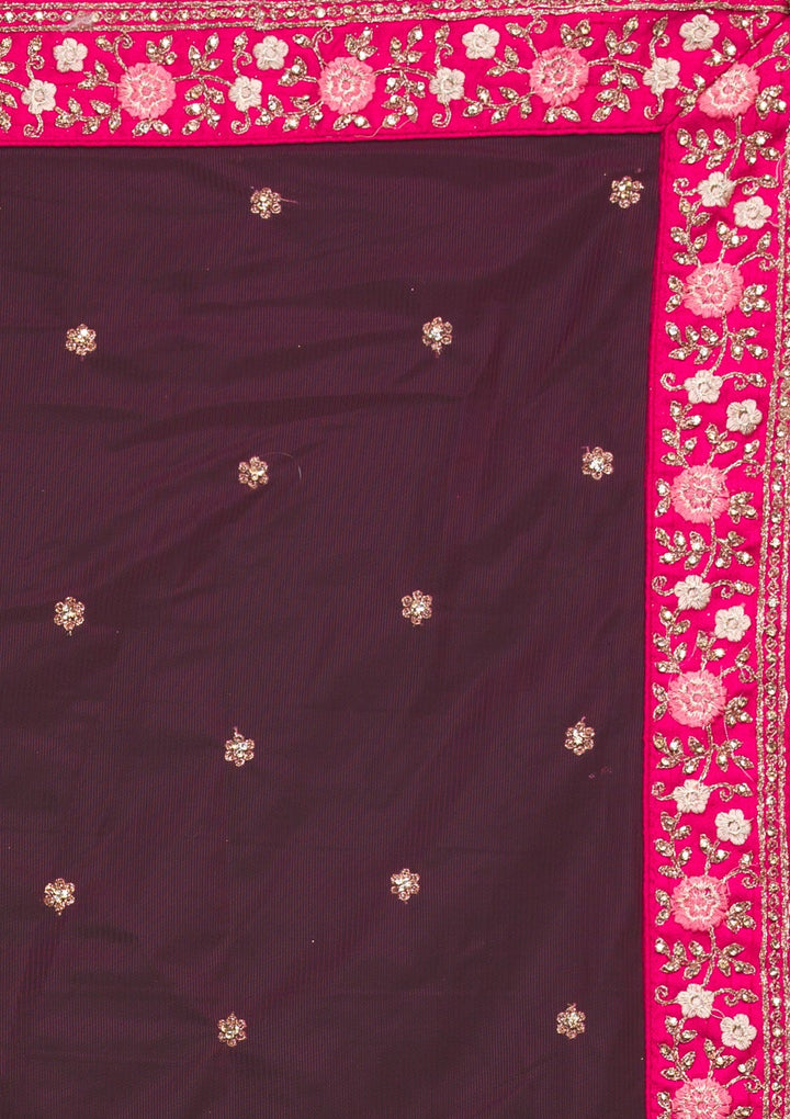 Rani Pink Zariwork Raw Silk Lehenga-koskii