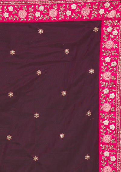 Rani Pink Zariwork Raw Silk Lehenga-koskii