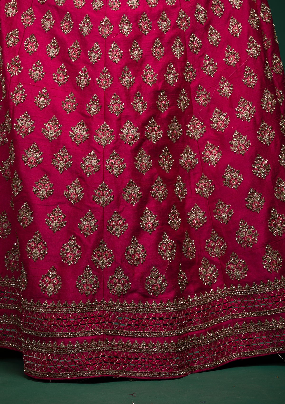 Rani Pink Zariwork Raw Silk Lehenga-koskii