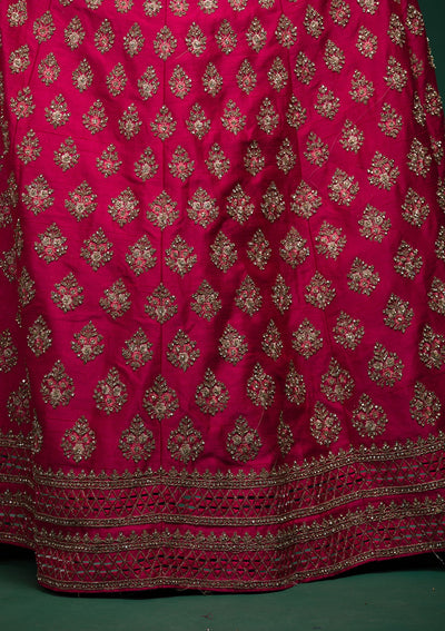 Rani Pink Zariwork Raw Silk Lehenga-koskii