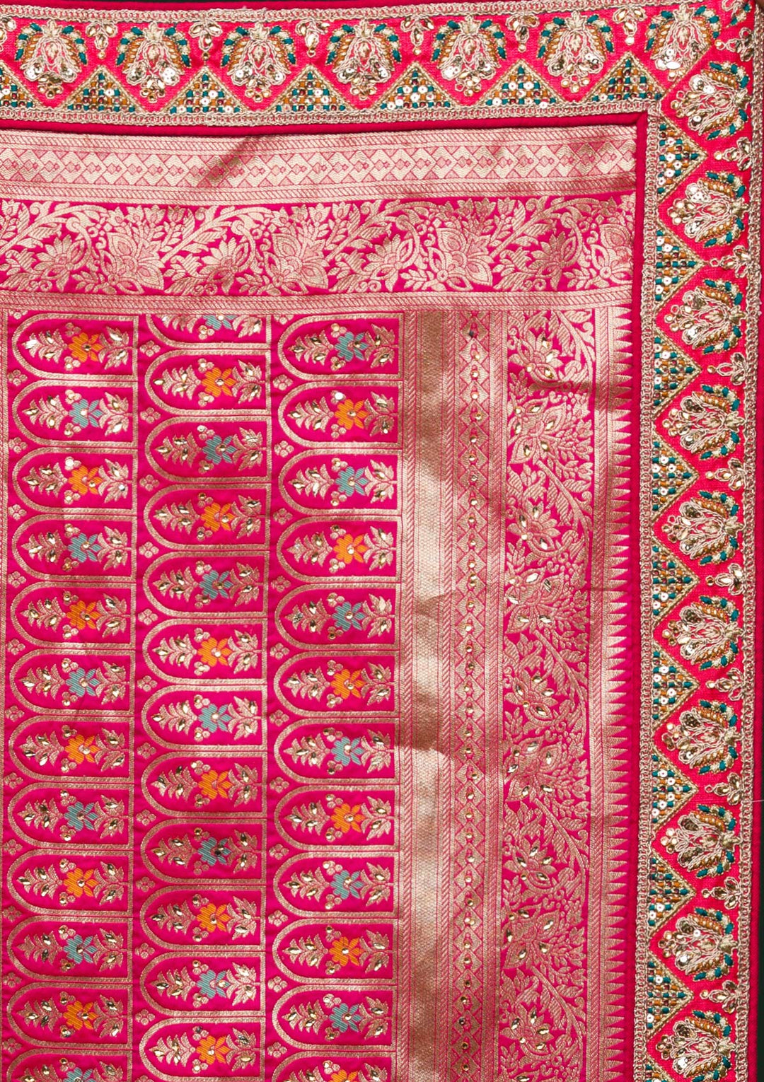 Rani Pink Zariwork Raw Silk Lehenga-koskii