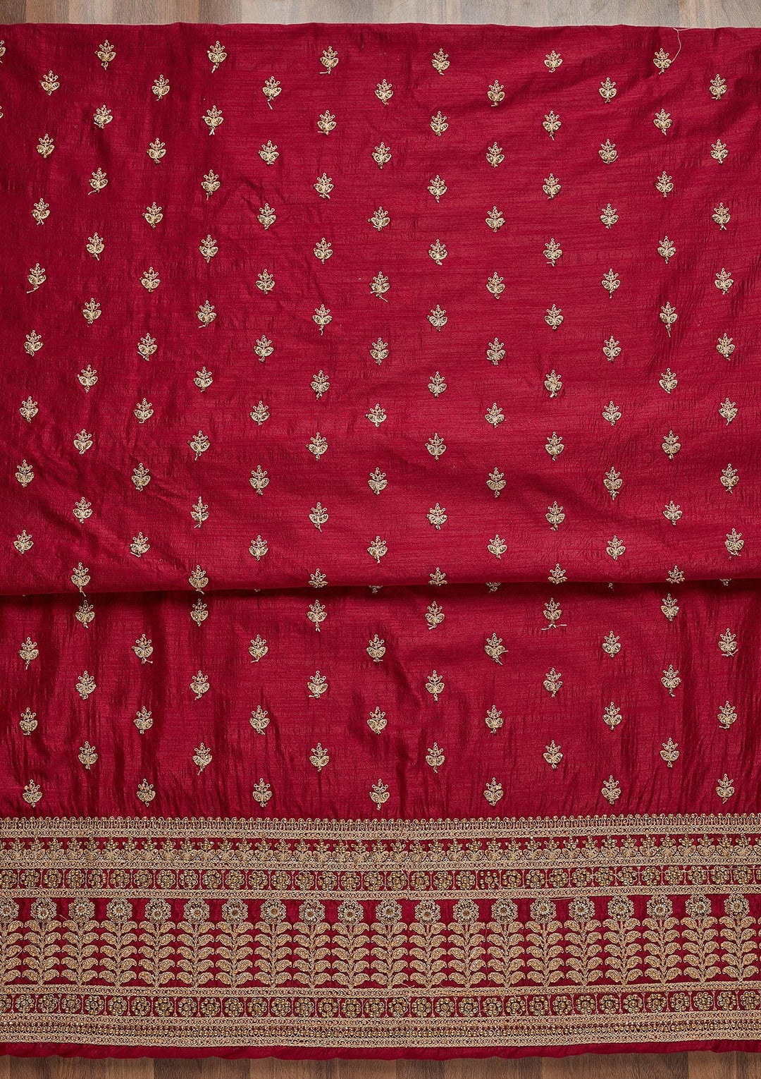 Rani Pink Zariwork Raw Silk Unstitched Salwar Suit - Koskii