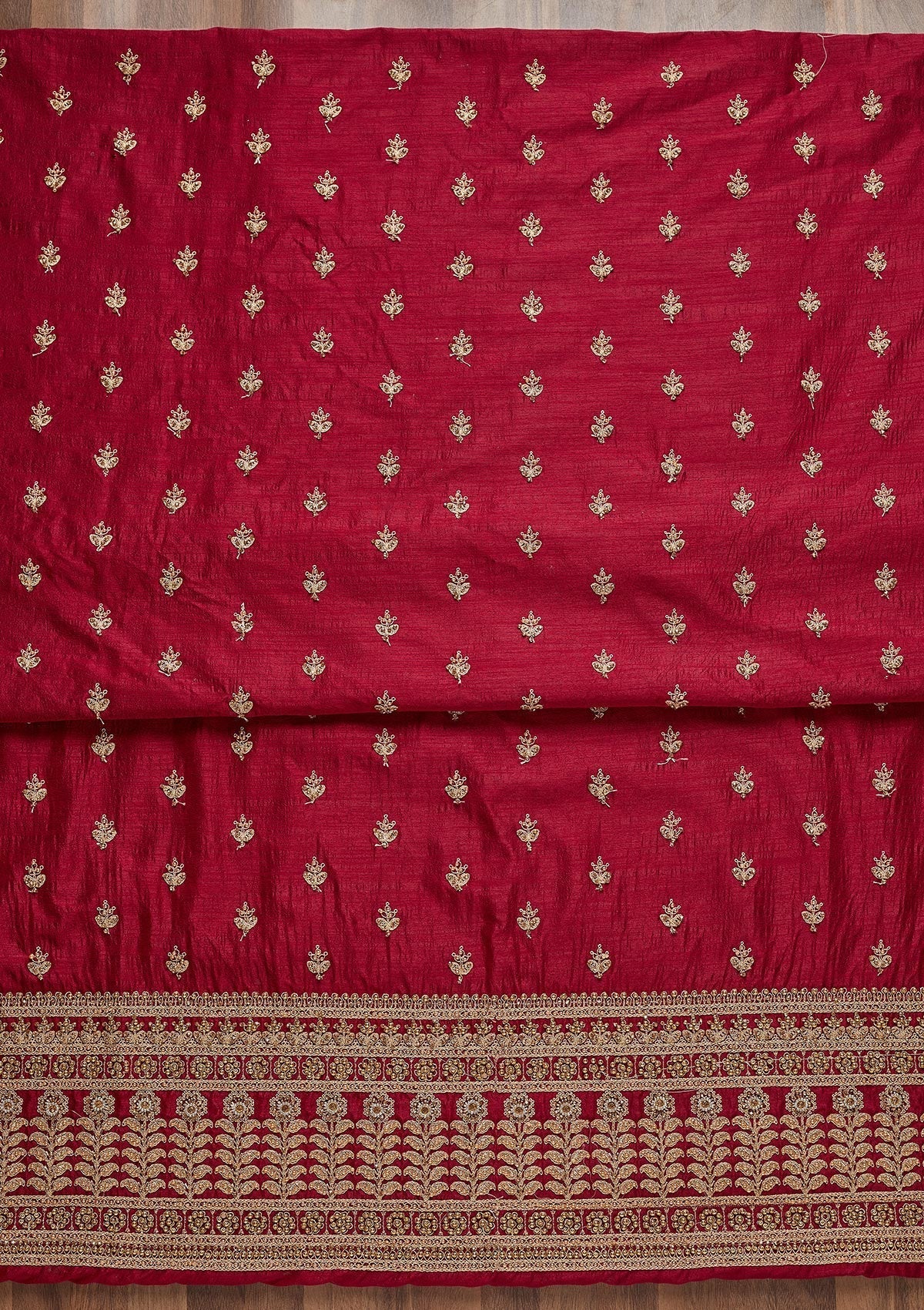 Rani Pink Zariwork Raw Silk Unstitched Salwar Suit - Koskii