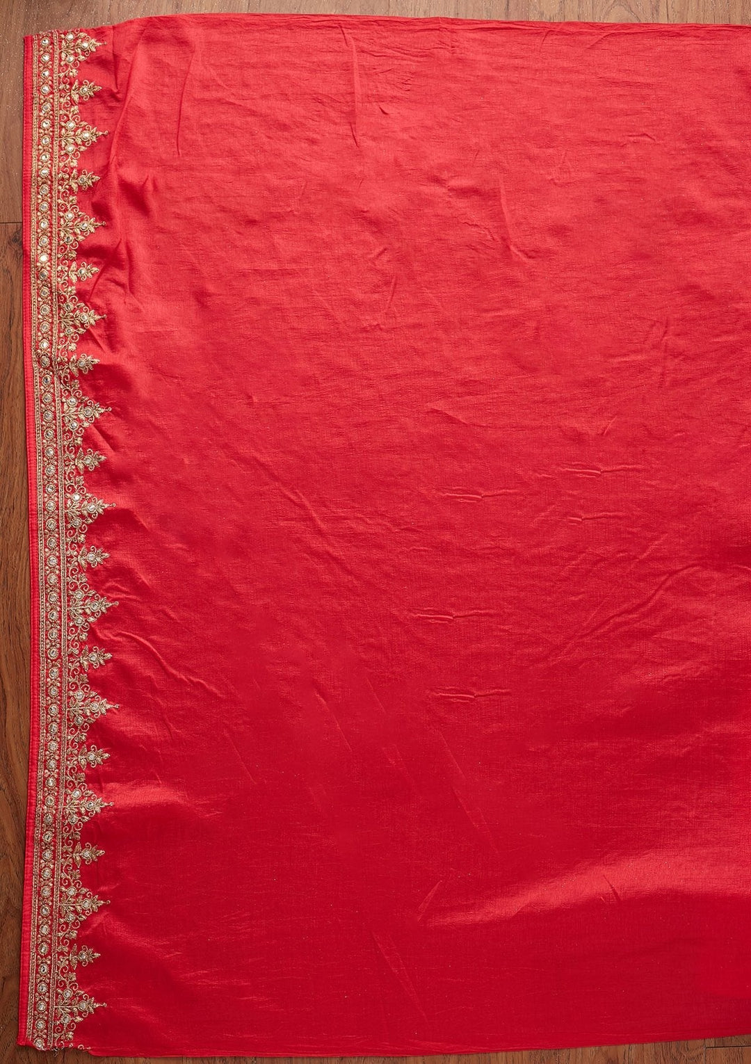 Rani Pink Zariwork Raw Silk Designer Saree - koskii