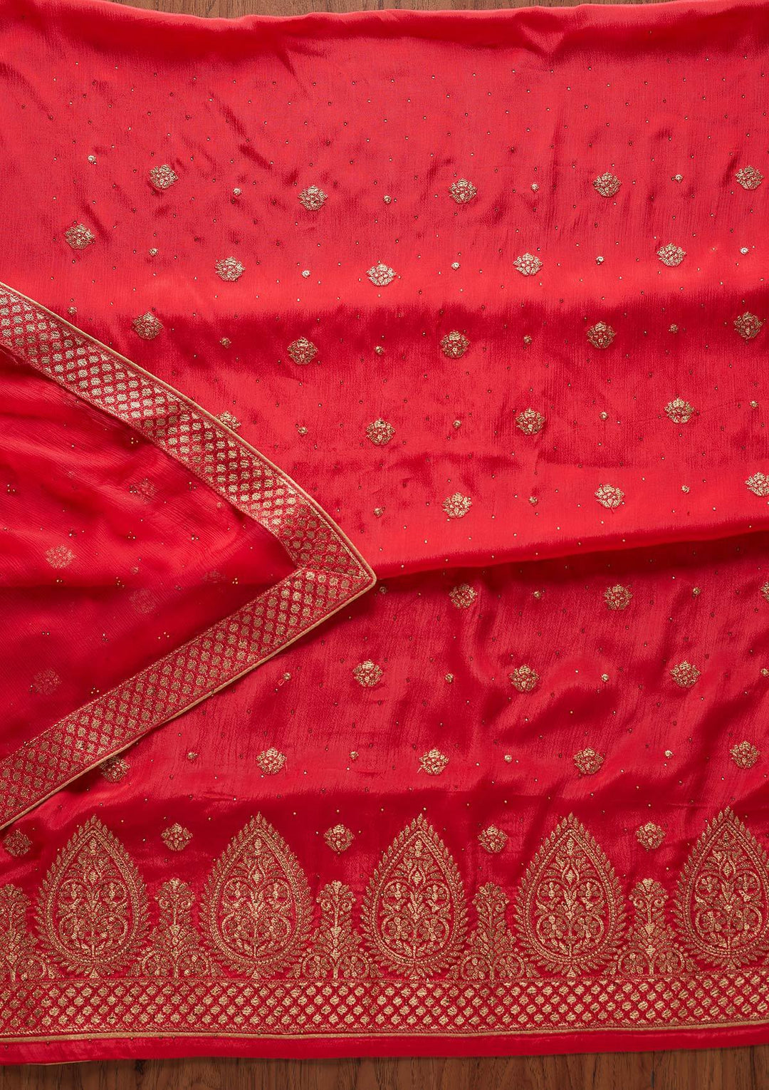 Rani Pink Zariwork Semi Crepe Designer Unstitched Salwar Suit - koskii