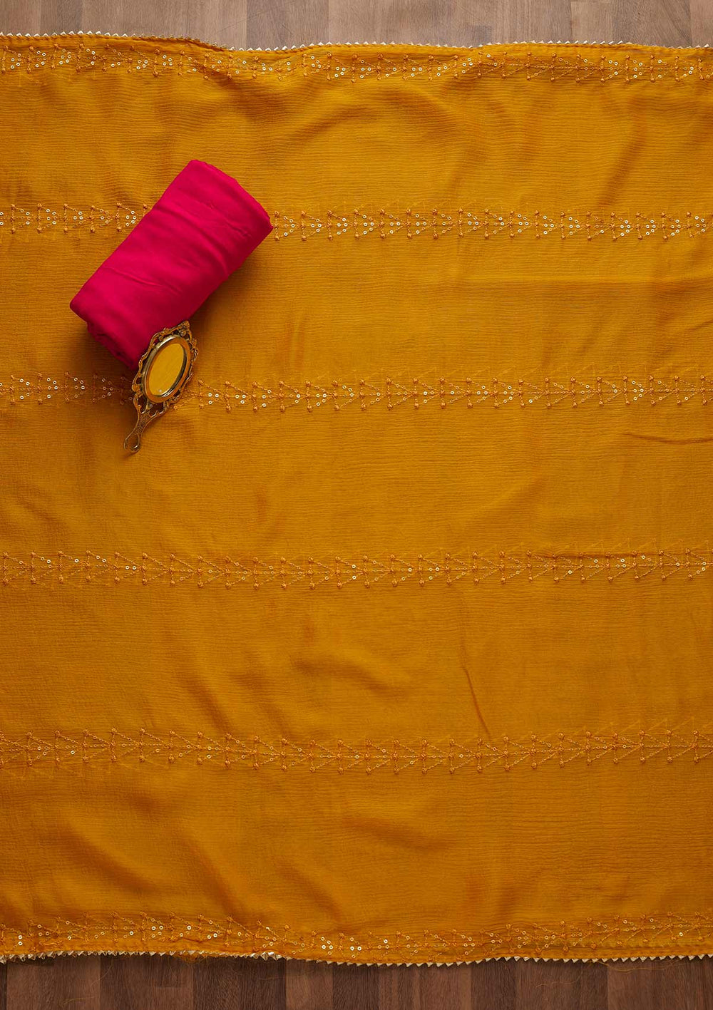 Rani Pink Zariwork Semi Crepe Unstitched Salwar Suit-Koskii