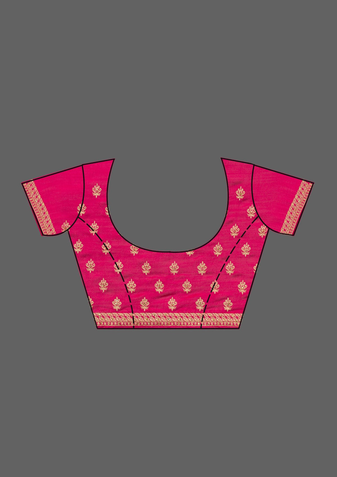 Rani Pink Zariwork Semi Crepe Saree-Koskii