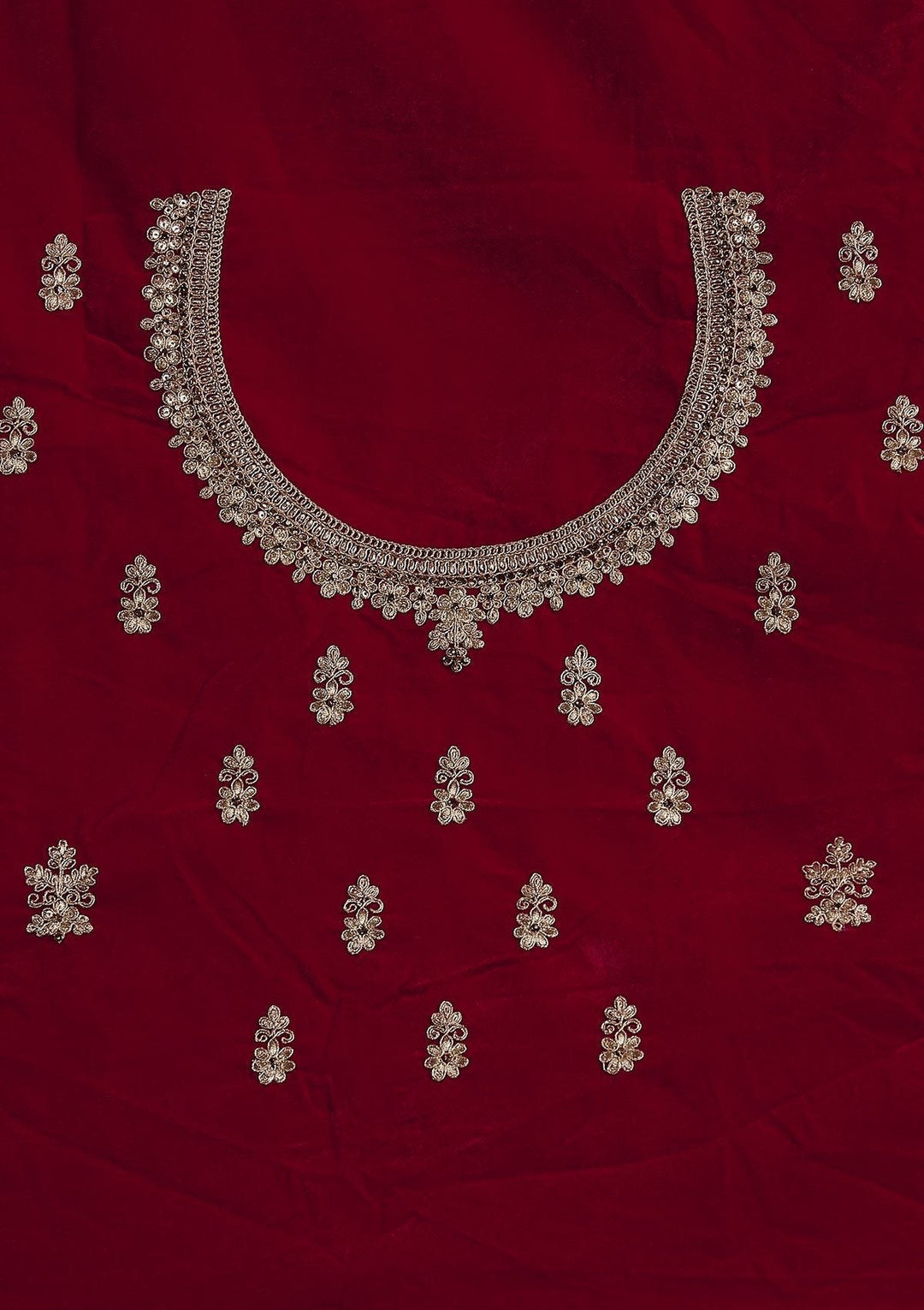 Rani Pink Zariwork Velvet Designer Semi-Stitched Lehenga - koskii