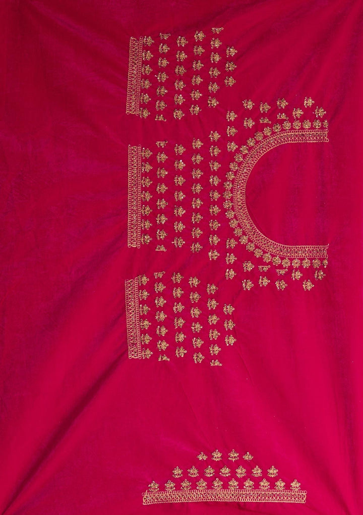 Rani Pink Zariwork Velvet Designer Lehenga-Koskii