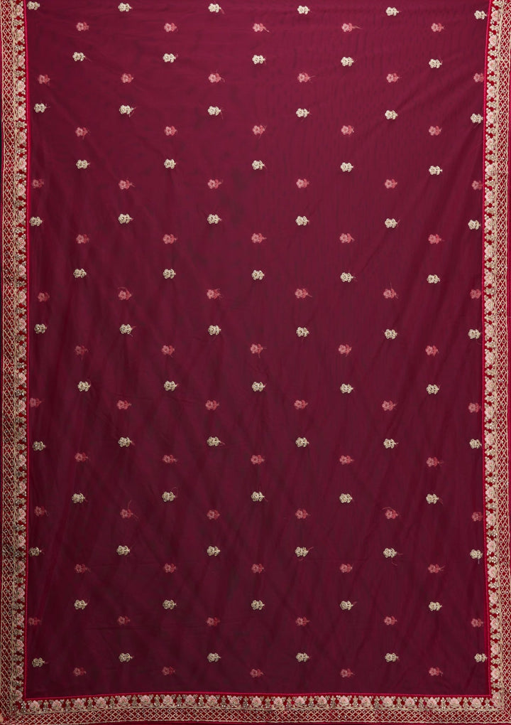 Rani Pink Zariwork Velvet Designer Lehenga - Koskii