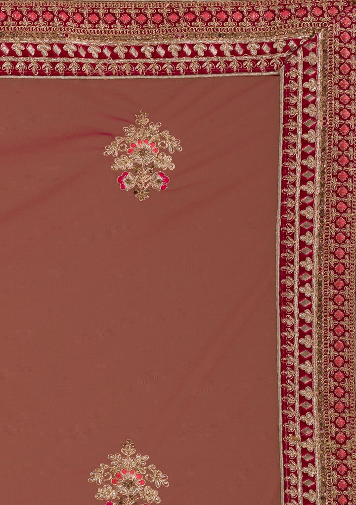 Rani Pink Zariwork Velvet Designer Lehenga-Koskii
