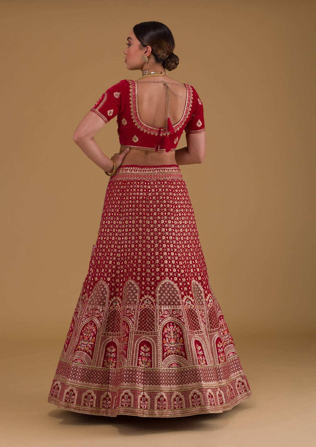 Rani Pink Zariwork Velvet Designer Lehenga-Koskii
