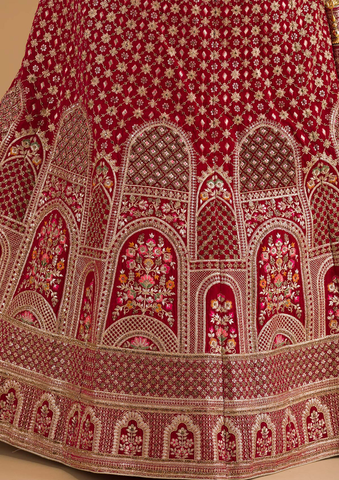 Rani Pink Zariwork Velvet Designer Lehenga-Koskii