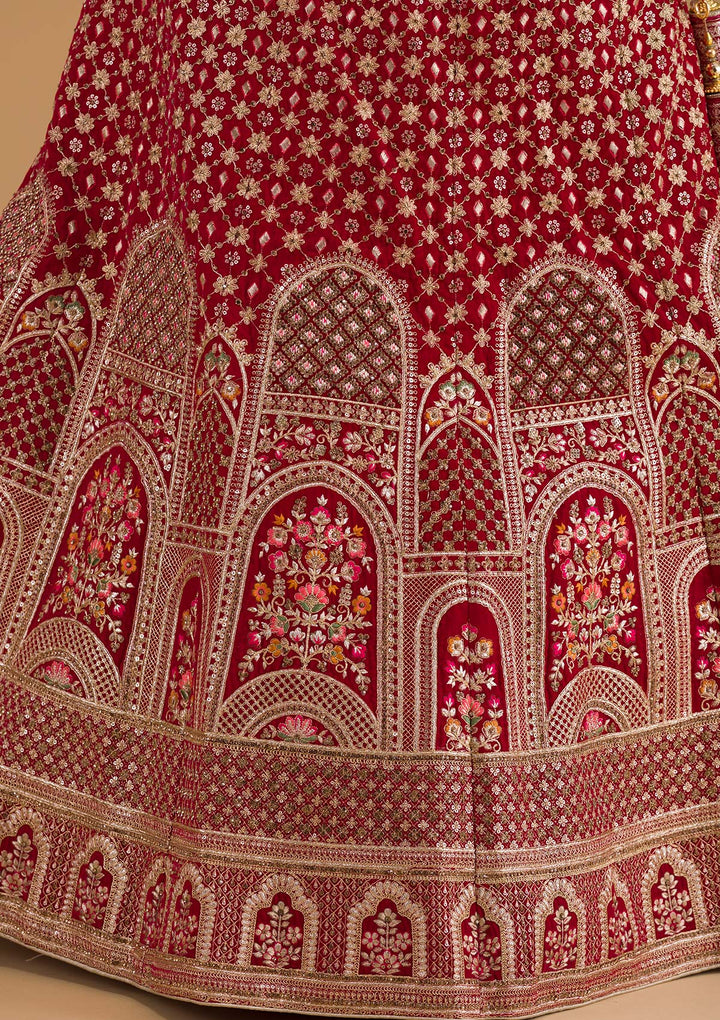 Rani Pink Zariwork Velvet Designer Lehenga-Koskii