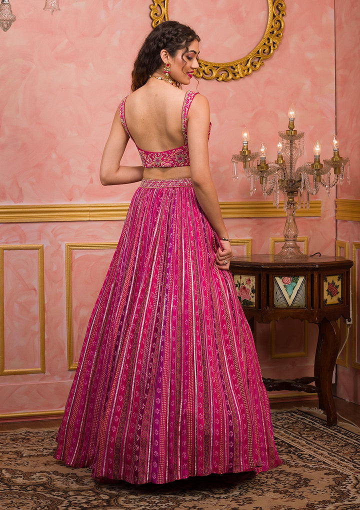 Rani Pink Cutdana Georgette Readymade Lehenga-Koskii