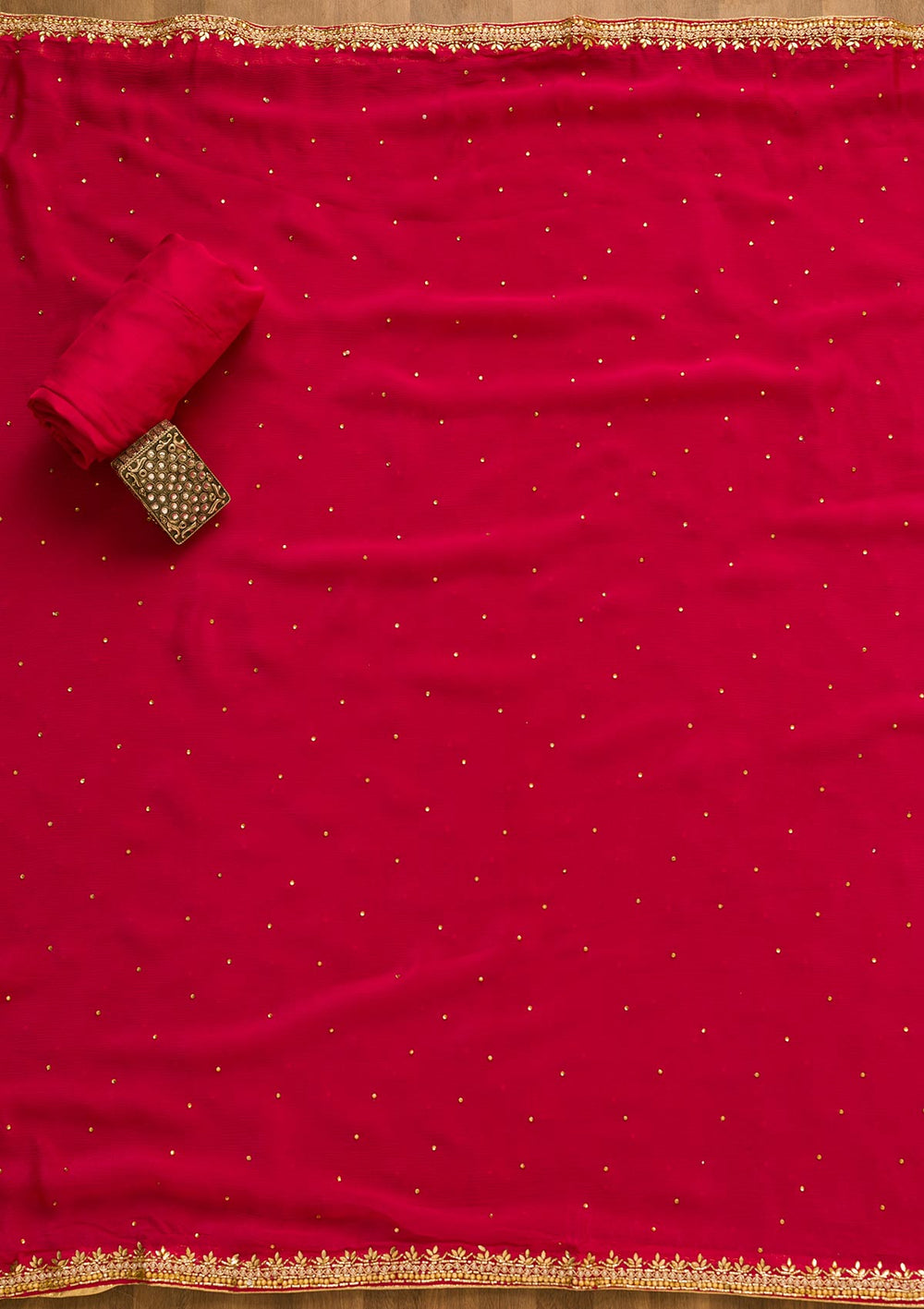 Rani Pink Cutdana Georgette Unstitched Salwar Kameez-Koskii